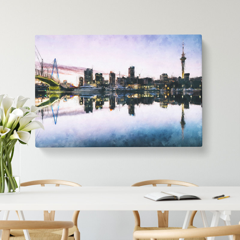 Auckland Skyline In New Zealand - Wrapped Canvas Painting, 40cm H x 60cm W x 3cm D