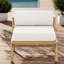 Chaises longues confort, fer et tissu, aspect teck moderne pour patio
