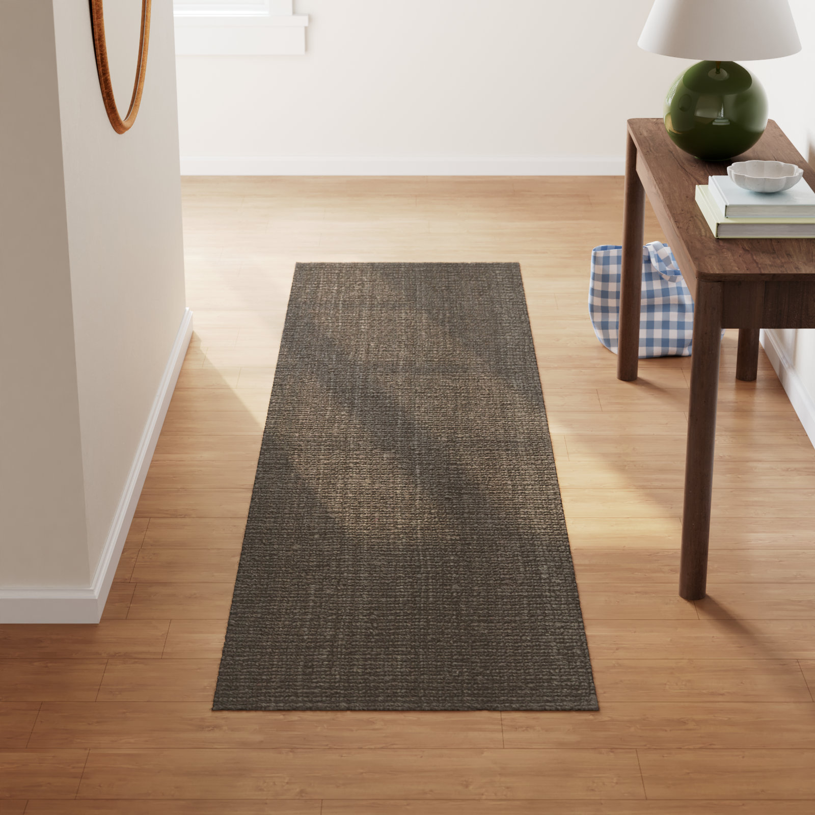 Barkley Brown Hand-Woven Jute Rug, Runner 2'6" x 10'