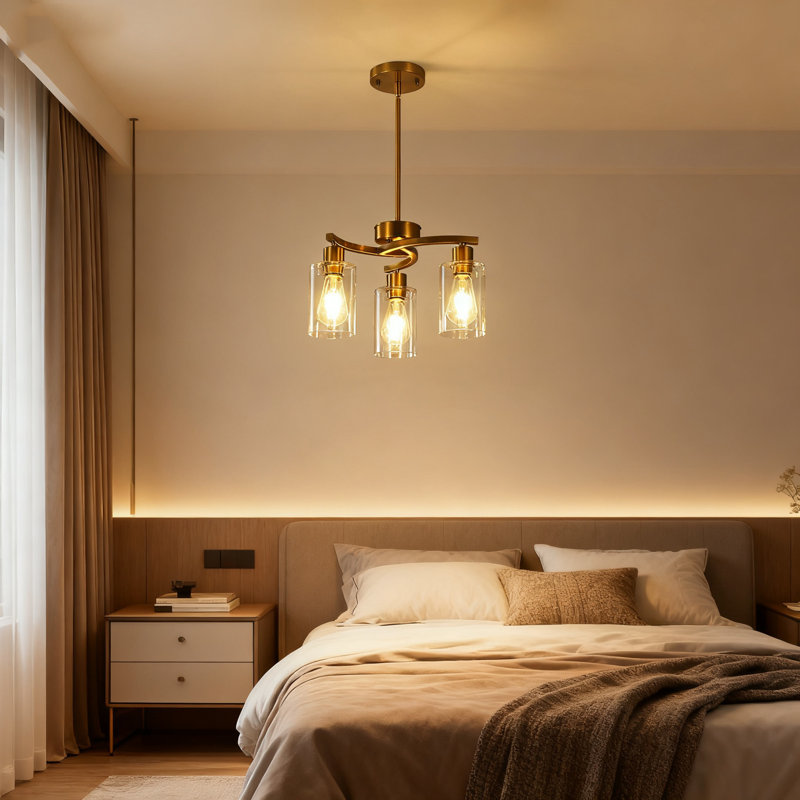 Luminaire suspendu lustre 3 lumières pour îlot de cuisine, luminaire suspendu industriel avec abat-jour en verre transparent, hauteur réglable et intensité variable