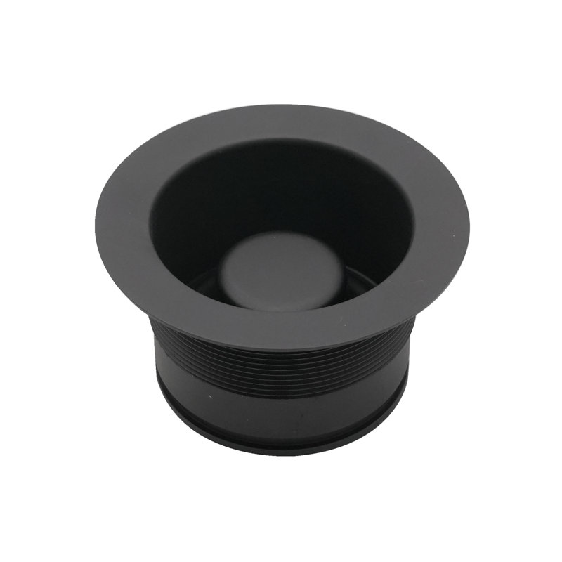 3-1/2" EZ-Mount Brass Kitchen Sink Waste Disposal Drain Flange and Stopper, Matte Black