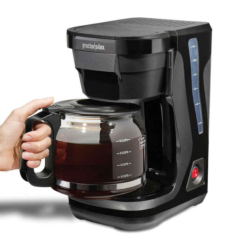  Proctor Silex FrontFill Compact 12 Cup Coffee Maker, Glass Carafe, Compatible with Smart Plugs, Black, 43680G