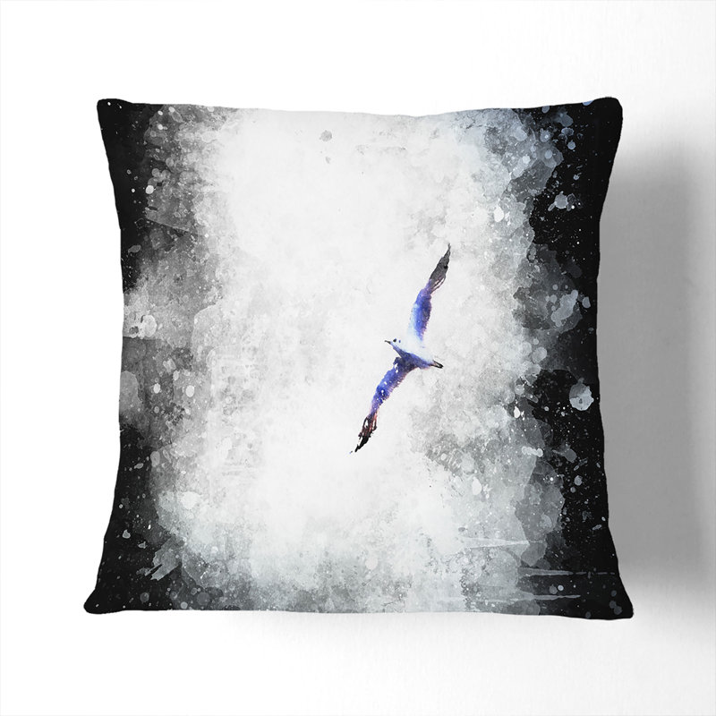 Flying Seagull Abstract Cushion with Filling, 55cm H x 55cm W x 20cm D