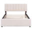 Lit double tapissier double avec lit gigogne simple - Offre une expérience de sommeil confortable et polyvalente en beige, offrant une solution de chambre à coucher pratique et élégante-1913159881