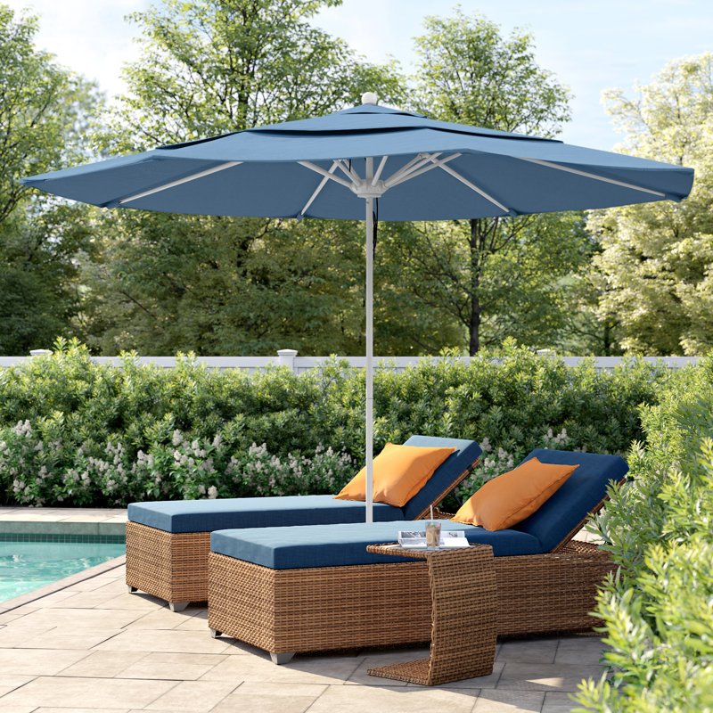 Parasol de marché 11 pi Hibo, Toile toile Sunbrella® bleu ciel