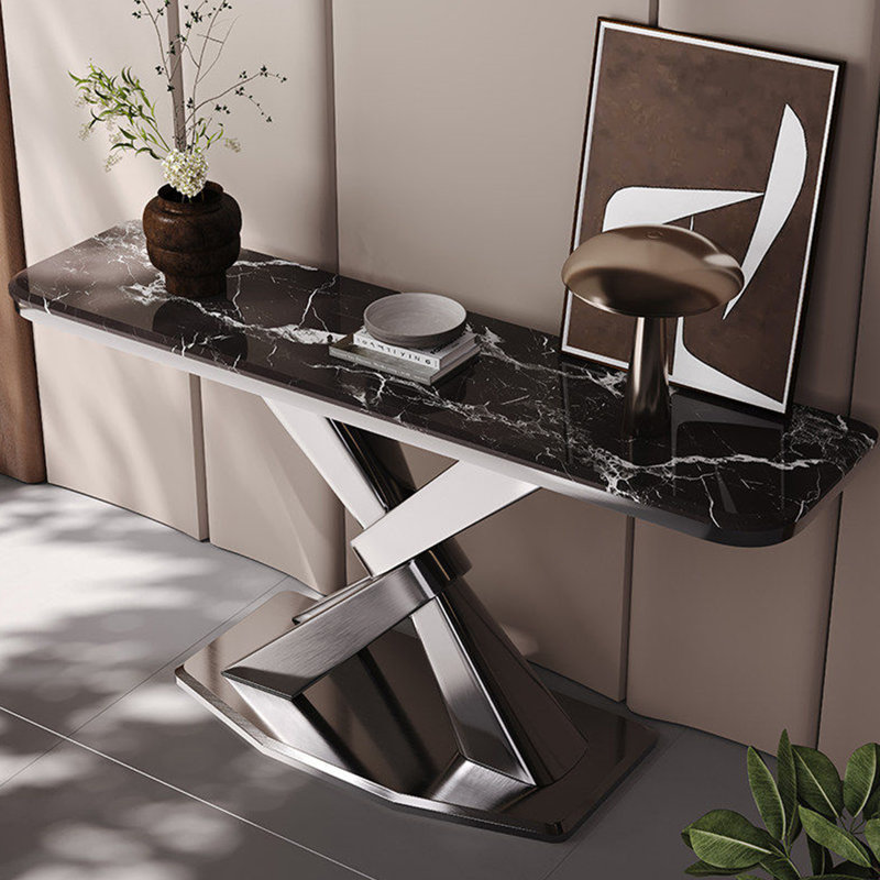 Console en pierre frittée de style italien, 33.4" H x 47.2" W x 13.7" D