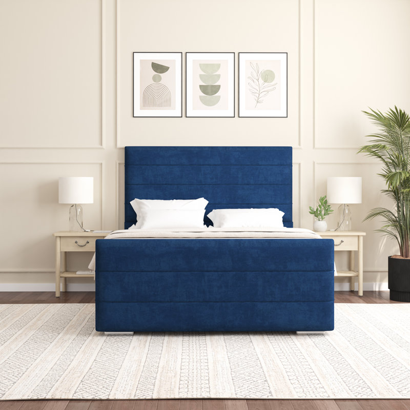 Boggs Upholstered Bed, Single (3'), Dark Parliament Blue