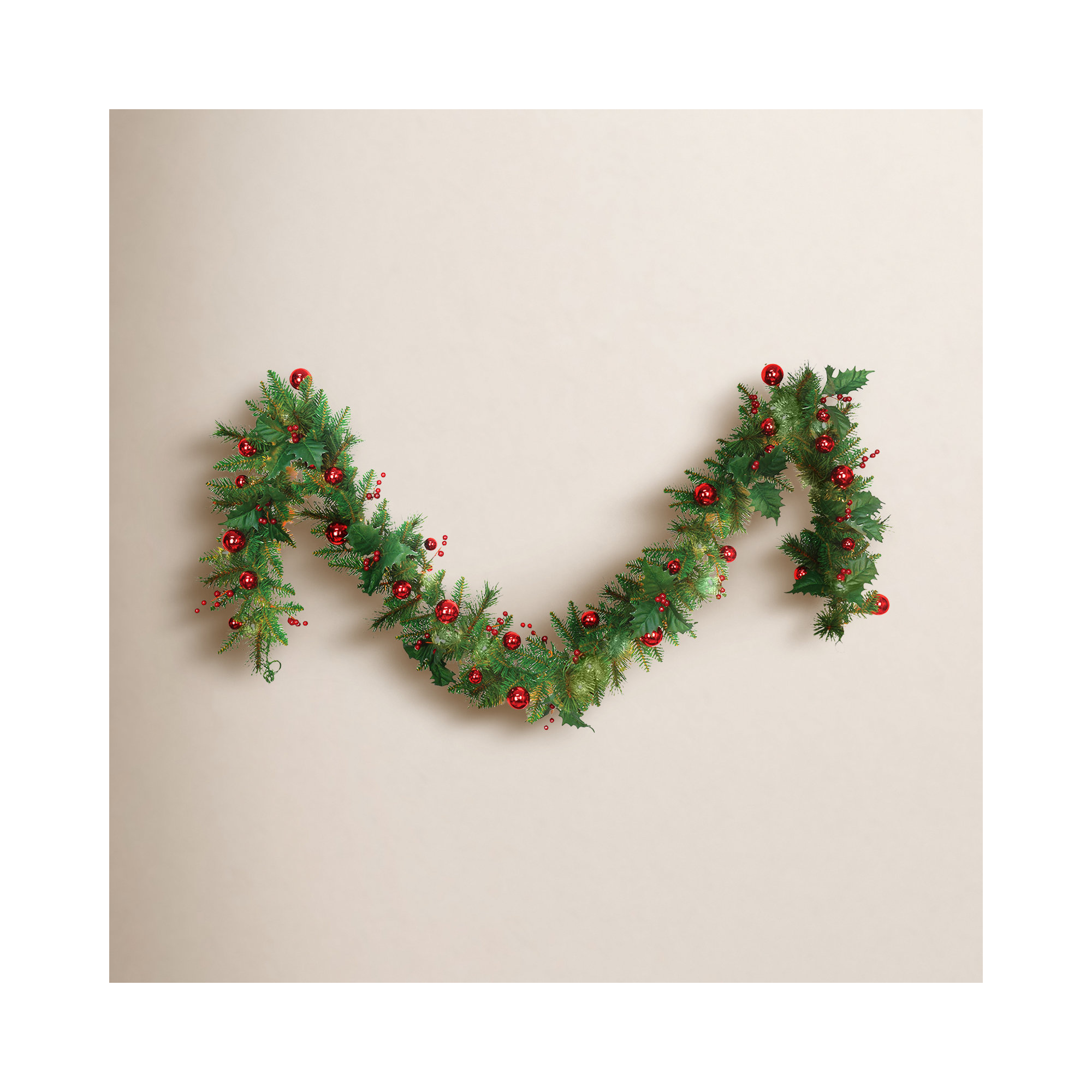 108'' in. Lighted Faux Pine Garland
