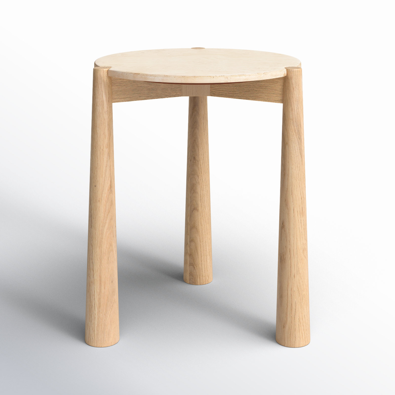 Elliott 20" Genuine Marble End Table, Natural Oak Top/ Natural Oak Base