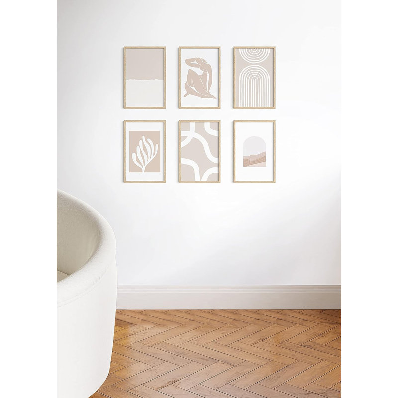  Cadre photo en bois - ensemble de 6, 11 po x 17 po, Beige