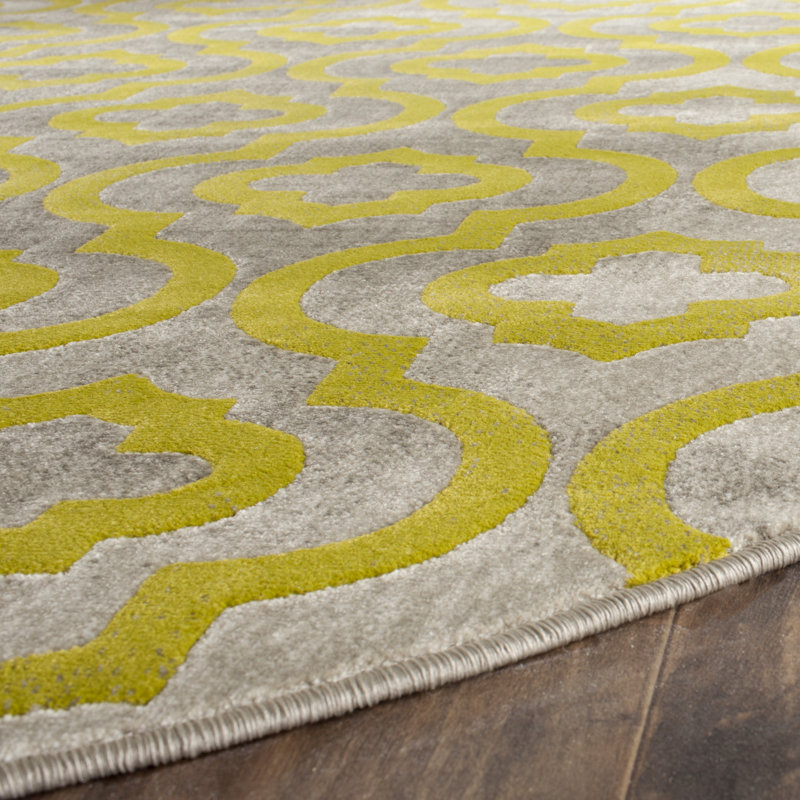 Tapis gris clair / vert Danilyn, Rond 6 pi 7 po
