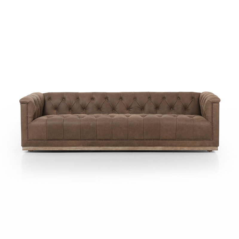 Maxx Sofa, Umber Gray Top Grain Leather, 95"