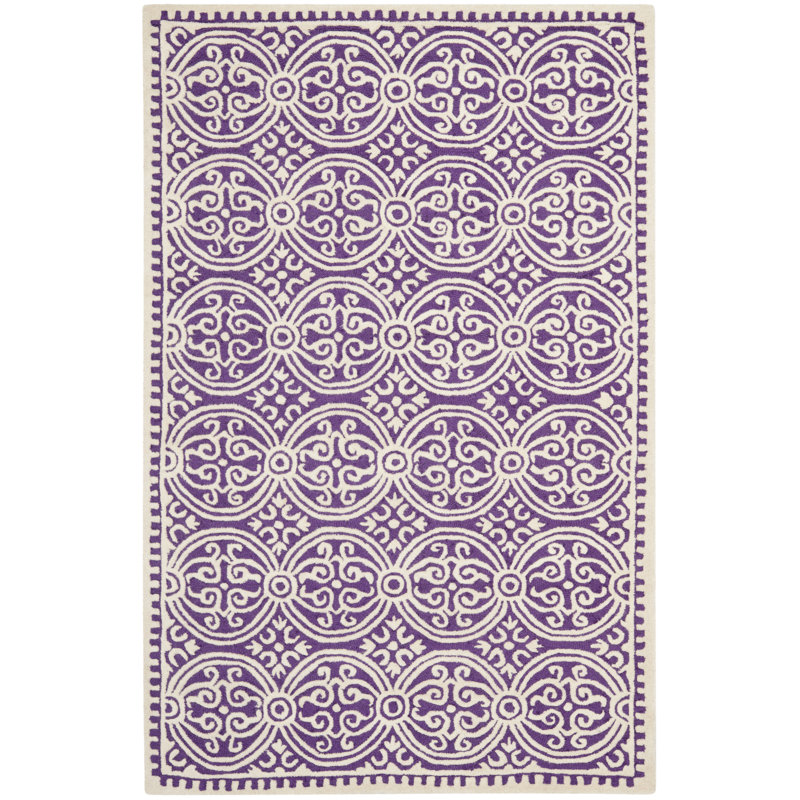 Geometric Wool Hand Woven Area Rug, Rectangle 91 x 152 cm