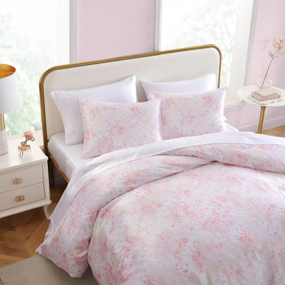 Betsey Johnson Butterfly Garden Satin Pink Queen Duvet Cover Set