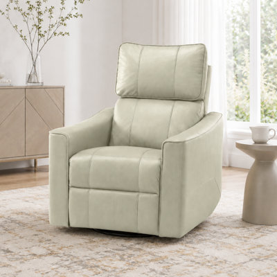 Fauteuil inclinable électrique moderne Inniss en cuir véritable de 80,5 cm de large avec fonction pivotante et planante et port USB