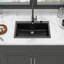 Évier de cuisine en quartz - Évier de cuisine encastré en granite noir 33 x 22 po