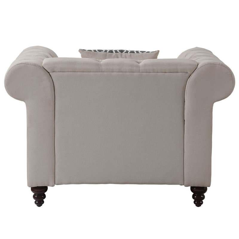 Chaise en lin beige Aurelia avec coussin