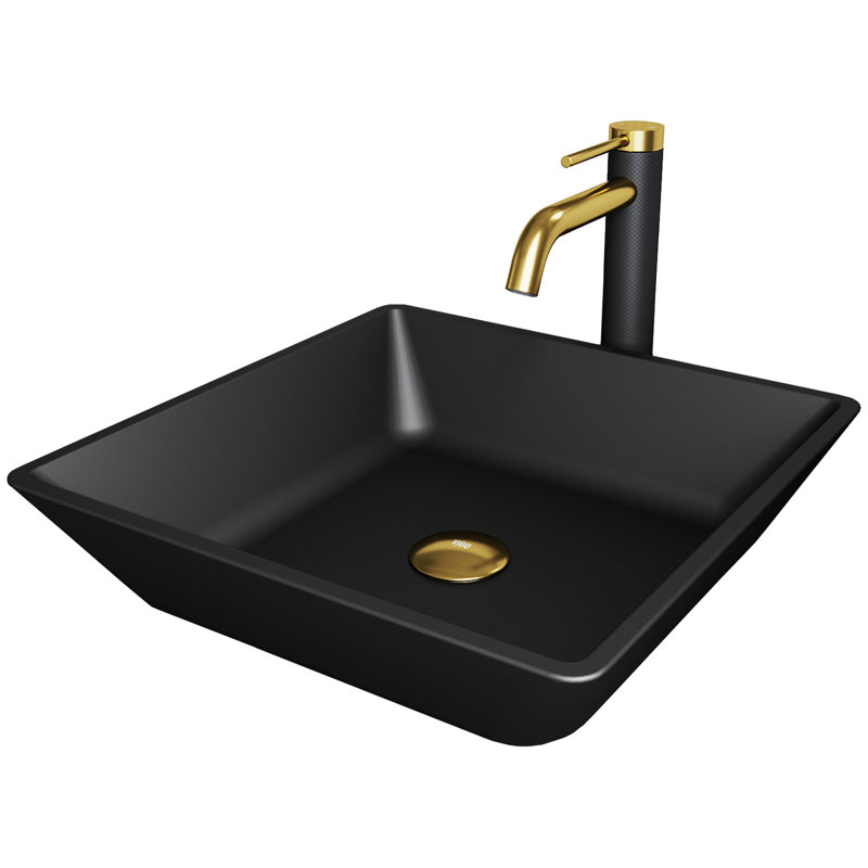 Lavabo de salle de bain vasque carré en céramique Roma avec robinet Roma