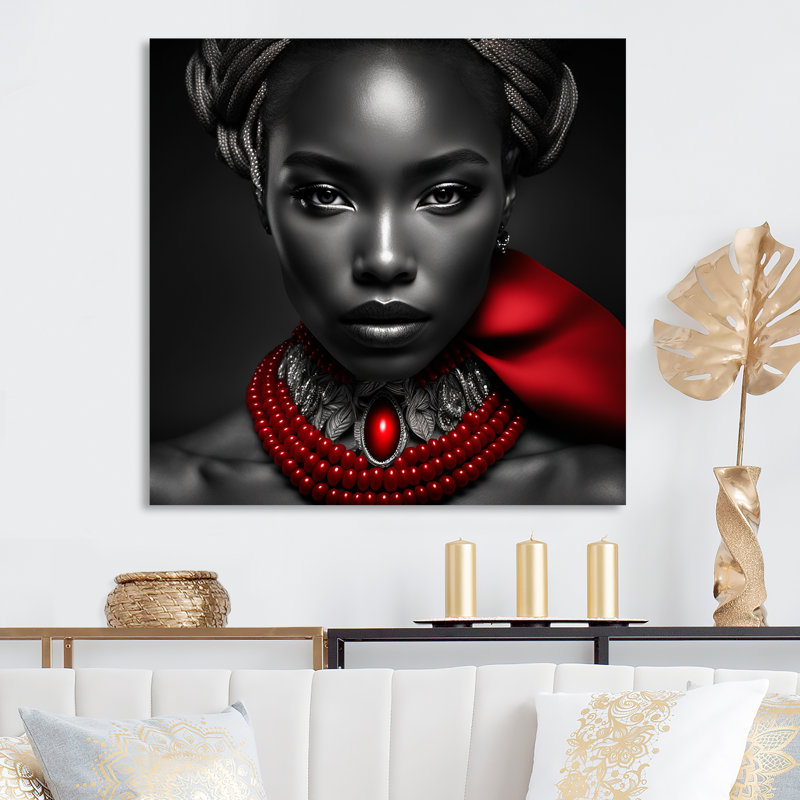 «The Lady With The Red Ruby III - Fashion Woman», art mural, H 36 po x l 36 po x P 1,5 po, Toile tendue