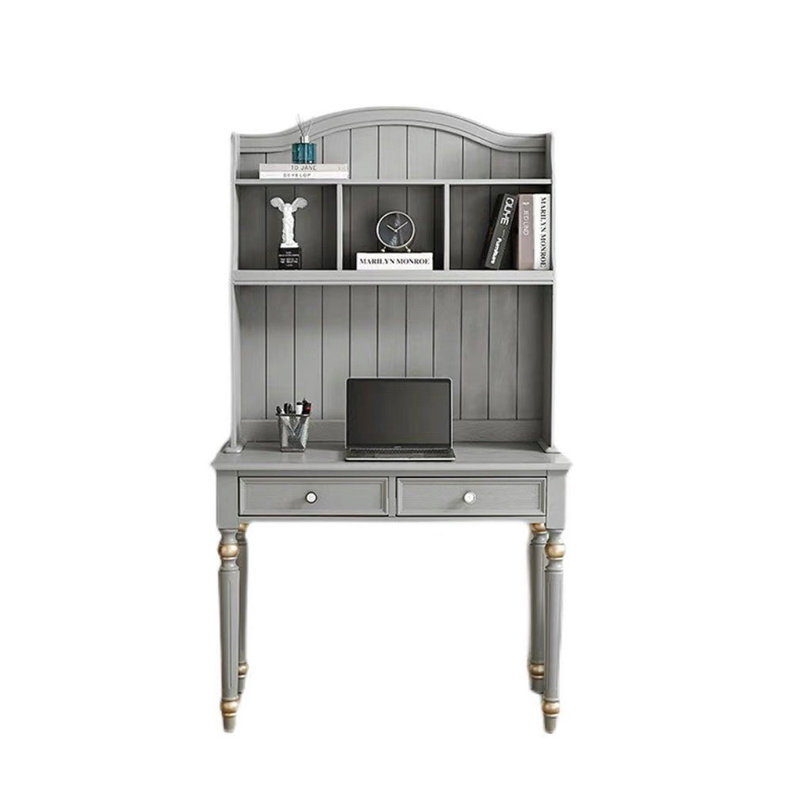 Bureau de direction rectangulaire gris en bois massif avec tiroirs, 29.92"H*39.37"W*19.69"D