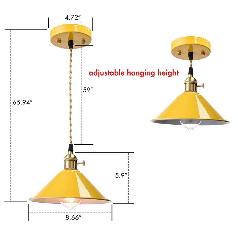 Mini luminaire suspendu moderne avec interrupteur Nordic Modern, Jaune