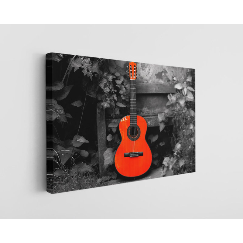 Reproduction d'art sur toile de haute qualité - rouge, sur fond noir et blanc, reproduction d'art sur toile - cadeau - décoration murale, reproduction d'art