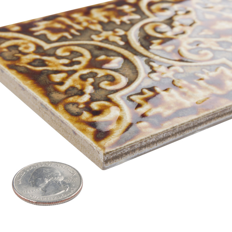 Zurbaran 5" x 9" Ceramic Metal Look Wall Only Tile, Cobre