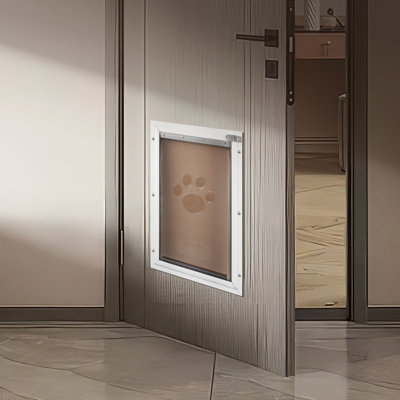 Pet Door for Door with Lock and Magnetic Flap System Aluminum Frame