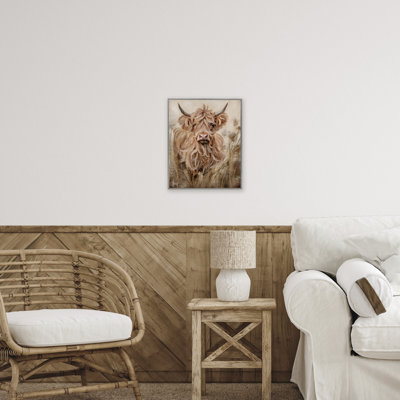Curly Haired Highland Cattle Framed Giclee, design by Ashley Bradley