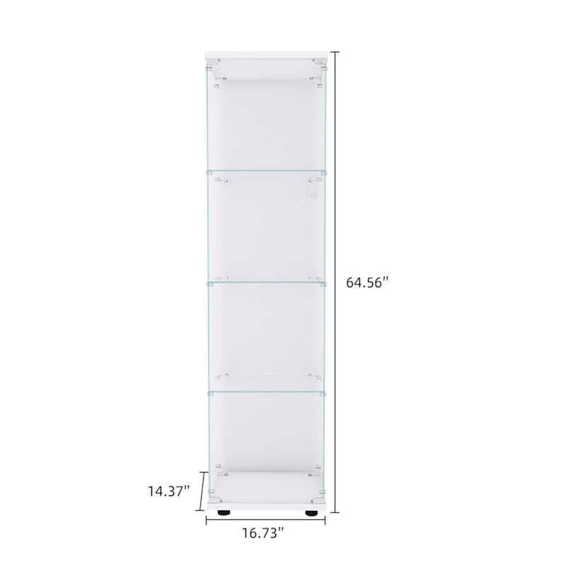 Vitrine vitrée à une porte, blanche - Grande capacité pour divers objets de collection, 4 étagères pour exposer des ornements en toute sécurité