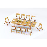 12 Seats 13 Pcs Grade-A Teak Wood Dining Set: 118" Double Extension Rectangle Table And 12 Surfliner Folding Reclining Arm Chairs #11SL2412