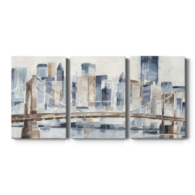 «Blue Hour II» - Toile tendue avec châssis de qualité supérieure - Prêt à être accroché, H 36 po x l 72 po x P 1 po