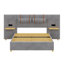 Lit rembourré sophistiqué avec ports de chargement latéraux, 2 coussins décoratifs et tablettes de rangement-1129760146