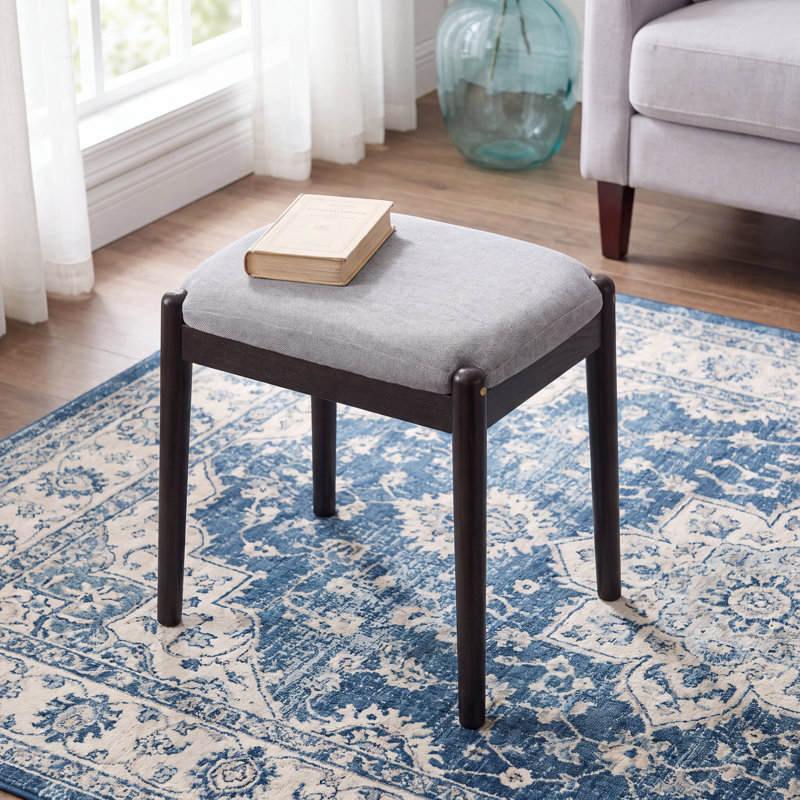 Tabouret de coiffeuse moderne en chêne massif avec siège rembourré
