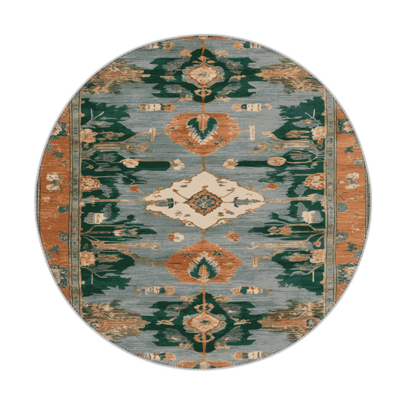 Tapis d'intérieur et d'extérieur brun Persian, Rond 5 pi