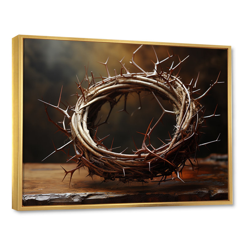 Couronne d'épines, reproduction sur toile, H 12 po x l 20 po x P 1 po, Cadre flottant doré