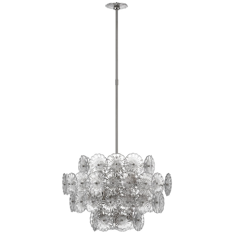 Julie Neill Gianna 24" Chandelie, Burnished Silver Leaf, Clear