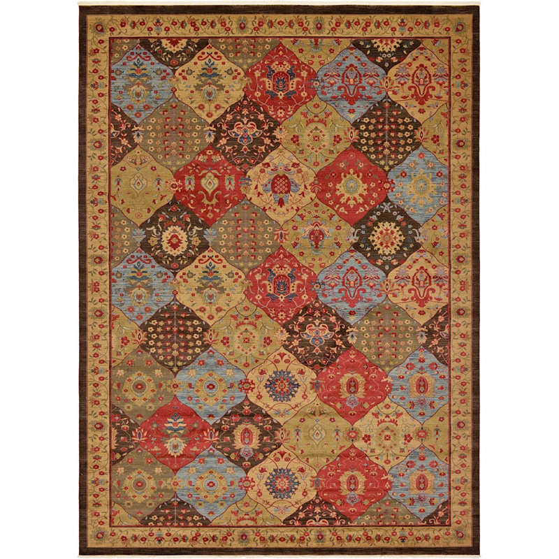 Tapis à motif oriental brun Stirling, Rectangle 10 pi 6 po x 16 pi 5 po
