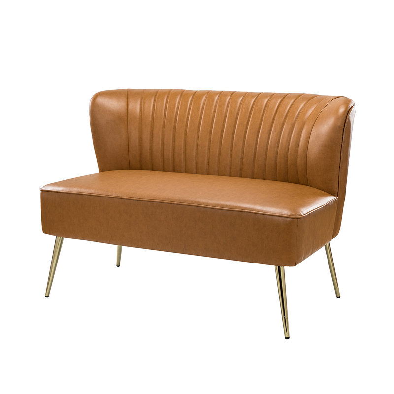 2 Seater Faux Leather Loveseat, Camel