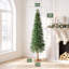 Sapin de Noël artificiel de 2,13 m (7 pi), faux sapin réaliste en pot avec tronc en bois véritable et aiguilles plates en PE - Sapin élancé et robuste avec base en fer pour une décoration moderne de maison, de bureau et d'entrée-1902523273