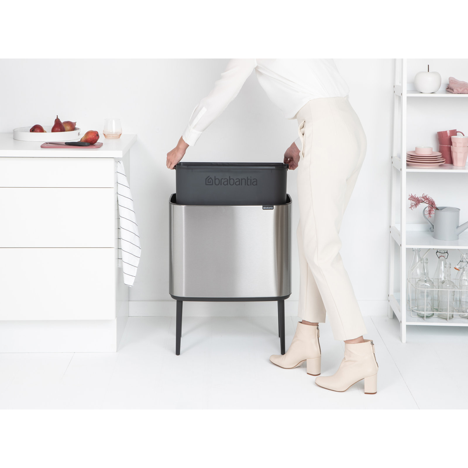 Brabantia Bo 9.5gal Touch Top Trash Can, Matte Steel Fingerprint Proof