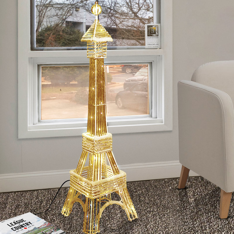 Grande lampe décorative sur pied 63 po Tour Eiffel Paris, fabriquée à la main, métal doré