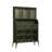 Camila Antique Metal Cabinet with 6 Glass Doors, 3 Drawers, and Shelf, Antique Black