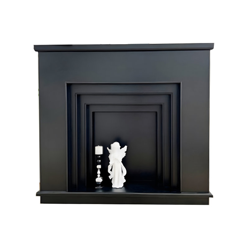 Simple French-style wall-mounted decorative fireplace cabinet, Black, 35.43" H x 39.37" W x 9.45" D