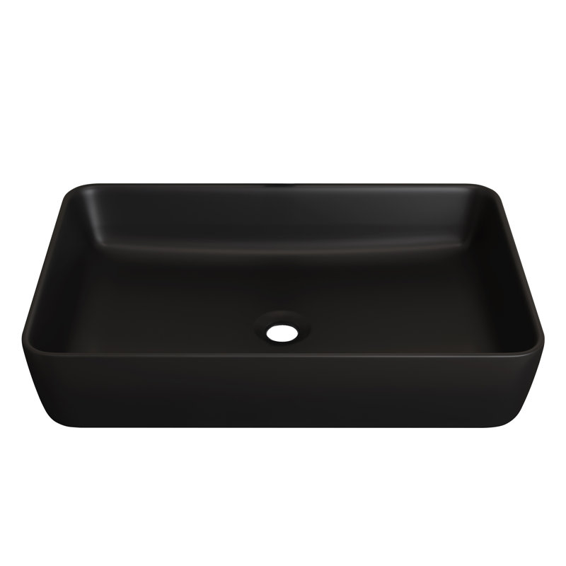 19.7'' Black Rectangle Vessel Bathroom Sink