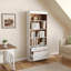 Bibliothèque 72,83 "à 5 niveaux avec 2 tiroirs de rangement pour le salon, le bureau, la chambre à coucher