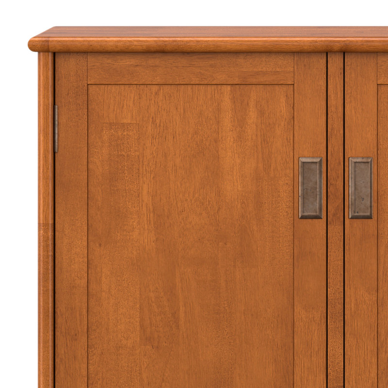Teak Brown Mid Century Solid Hardwood 4 Door Sideboard Buffet