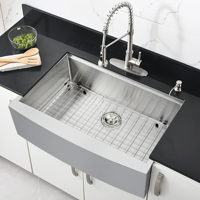 30" 304 Stainless Steel Farmhouse Drop-In Sink – Top Mount Single Bowl with Ledge & Accessories – Ideal for Workstation, Prep Kitchen & Bar