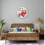 Horloge murale en verre trempé grenade, accent rouge, horloge à motif floral, horloge surdimensionnée, décoration murale moderne, pièce unique-1649647166-1649647167