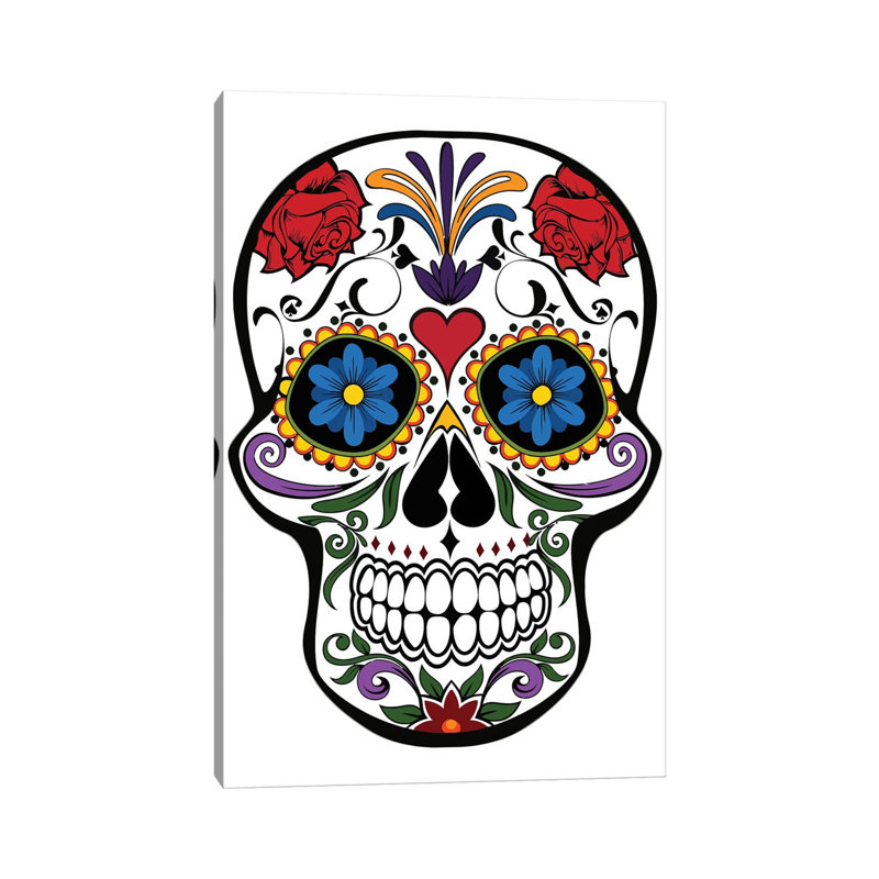 Skull With Flowers by Art Mirano - Wrapped Canvas Painting, 66.04 cm H x 45.72 cm W